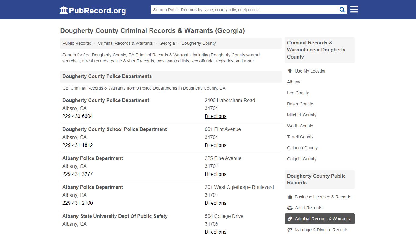 Dougherty County Criminal Records & Warrants (Georgia)